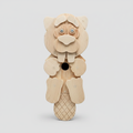 Handcrafted wooden beaver character bird box showing wood grain and carved detail