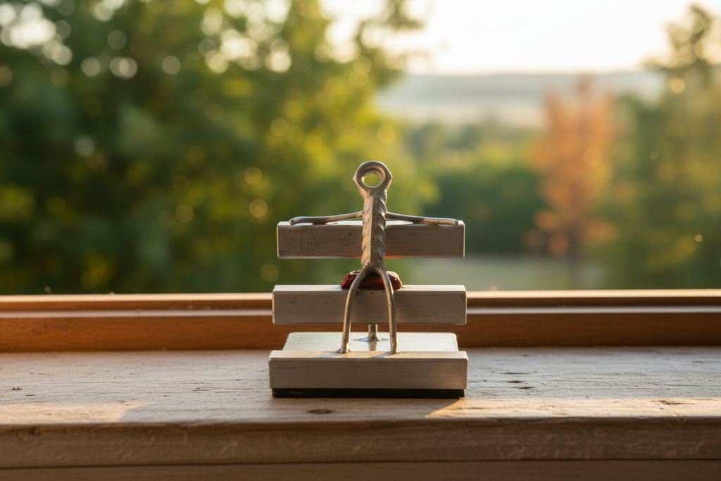 Taking a Moment sculpture on a windowsill with golden hour light