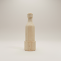 Handcrafted wooden wine bottle holder without rose showing wood grain and artisan detail